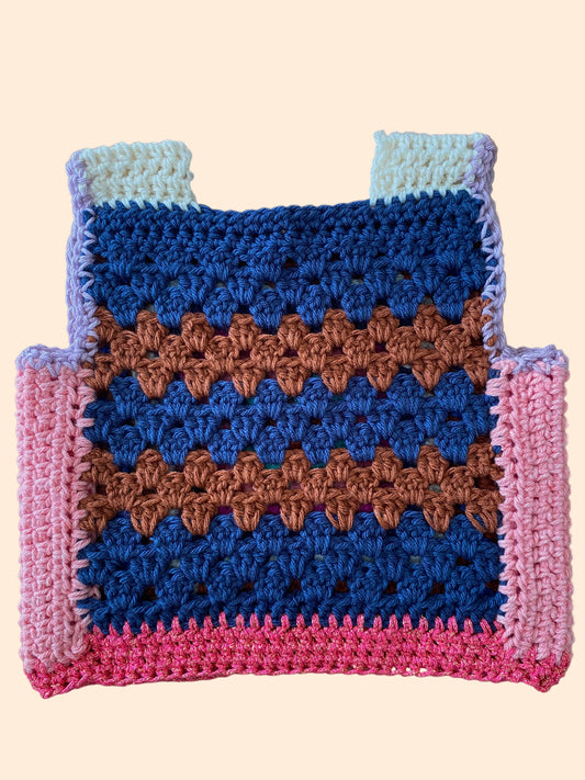 Marvelous Crochet Vest- Blue & Pink- 6/8T
