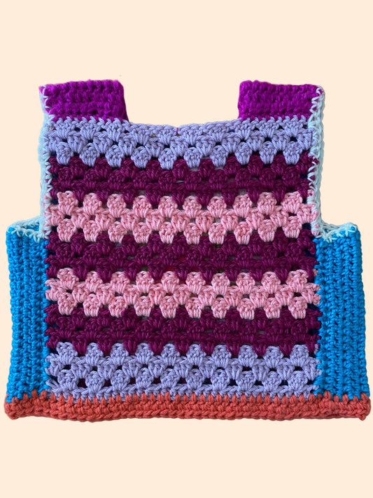 Marvelous Crochet Vest- Pinks & Blues- 10/ 12T