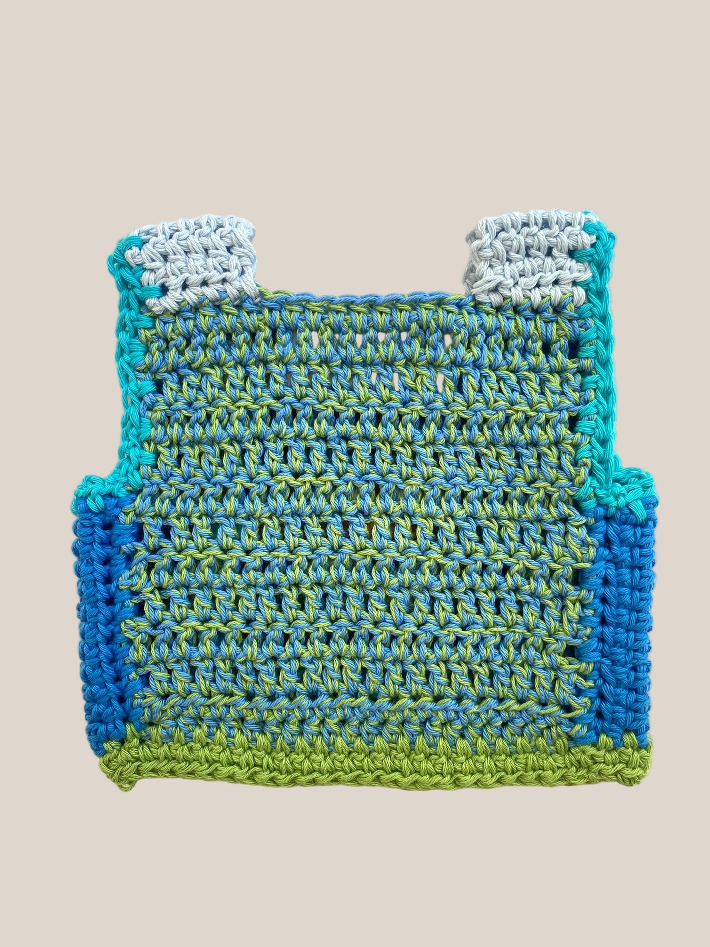 Marvelous Crochet Vest- Blues- 12/18m