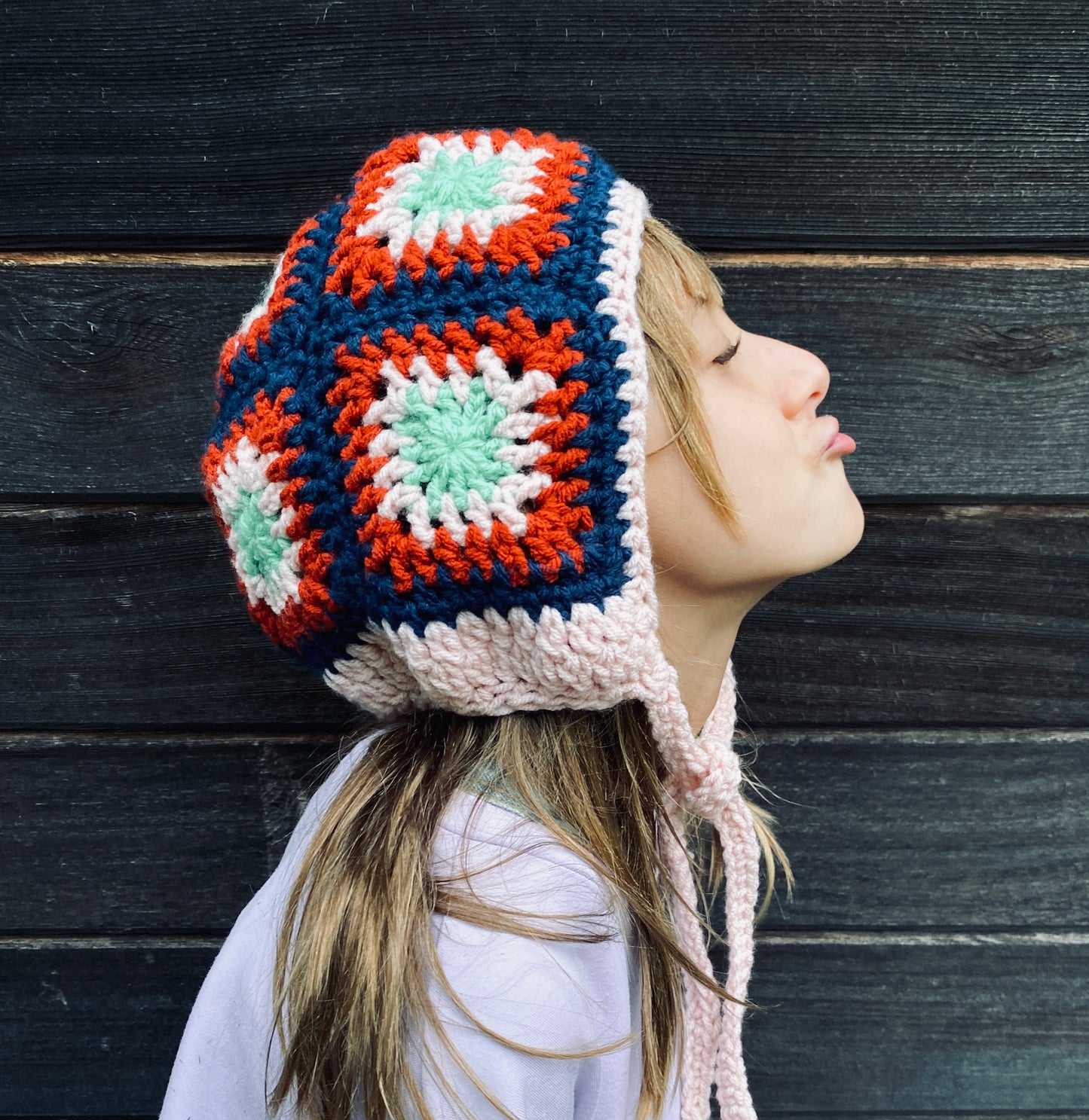 Poppy hand knitted Bonnet- Pumpkin 2/ 10T