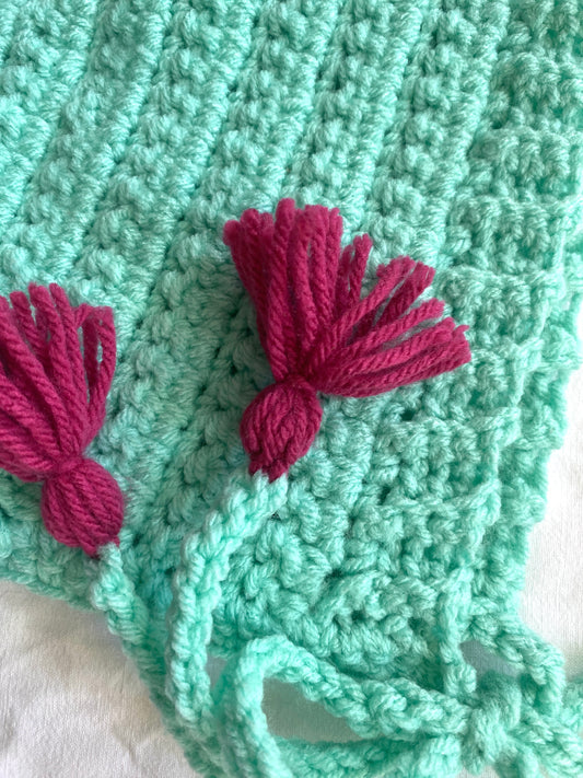 Harper crochet pixie bonnet Acqua- Kid 6/ 10T