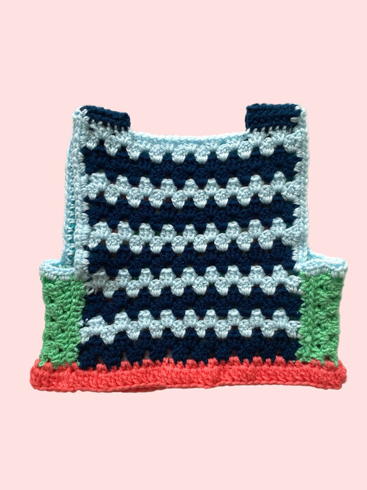 Marvelous Crochet Vest- Multi blues 3/5T