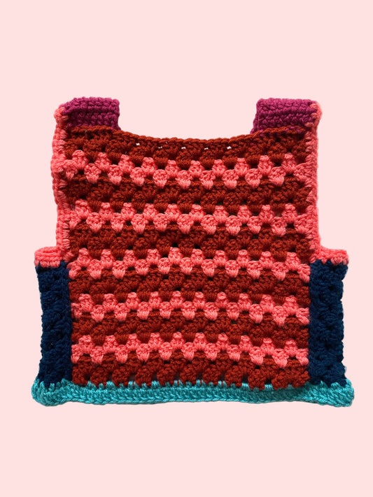 Marvelous Crochet Vest- Multi Coral 6/8T