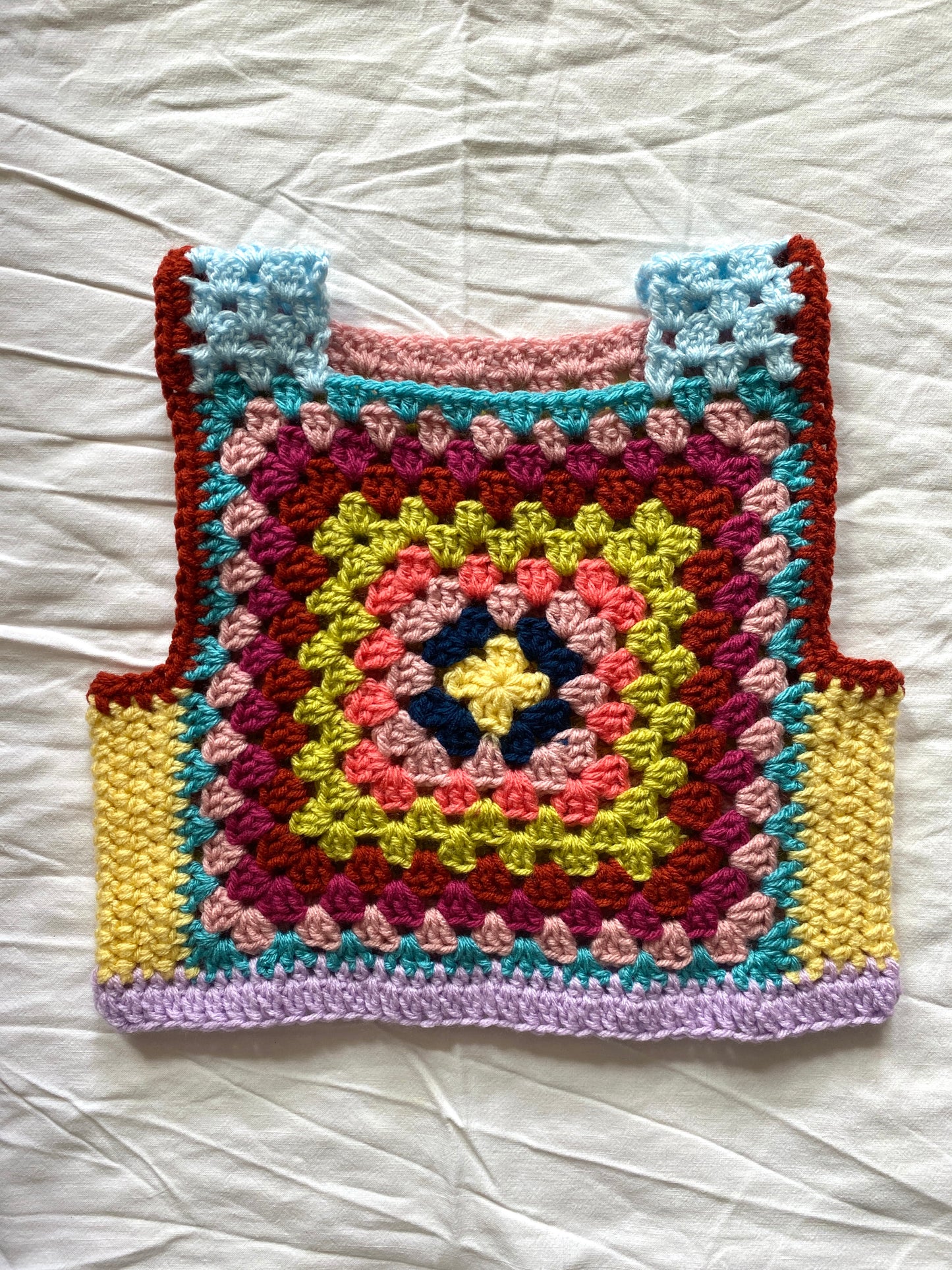 Marvelous Crochet Vest- Multi Sage 6/8T