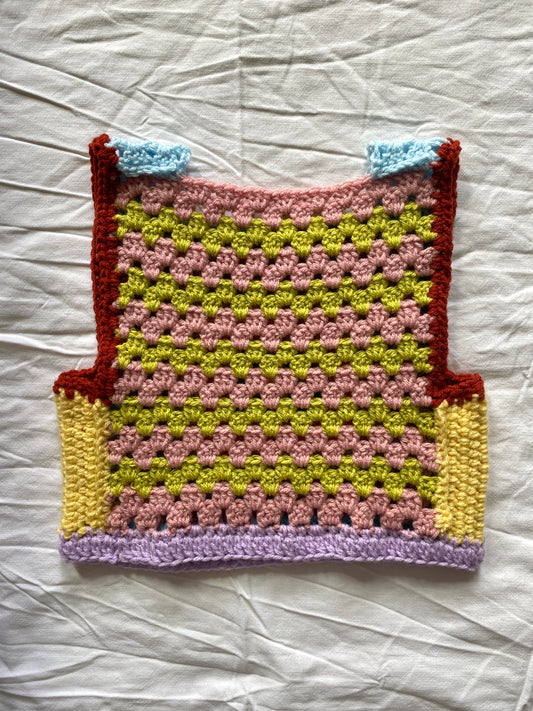 Marvelous Crochet Vest- Multi Sage 6/8T