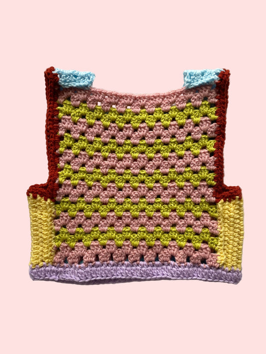 Marvelous Crochet Vest- Multi Sage 6/8T