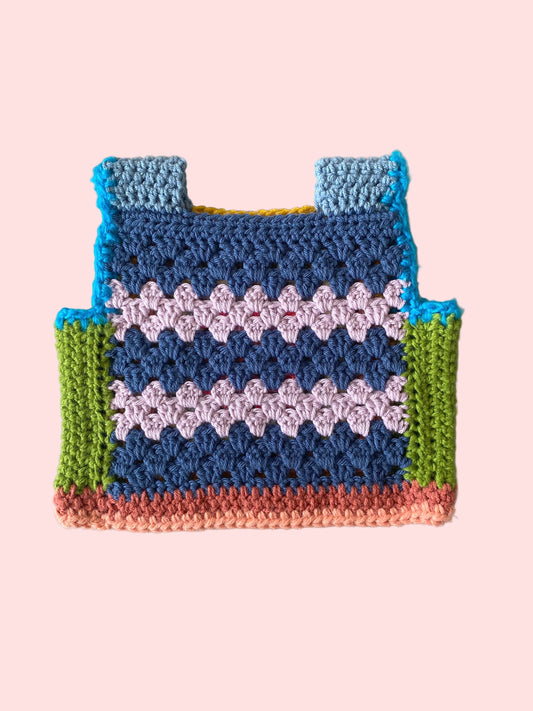 Marvelous Crochet Vest- Pink & Green- 4/6T