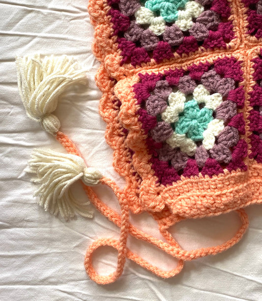 Poppy hand knitted Bonnet/ Hood- Damasque- Teen 12T/ Adult