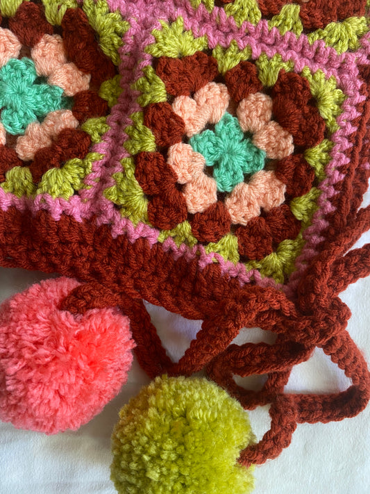 Poppy hand knitted Bonnet- Muskgreen- Kid 8T/ Adult