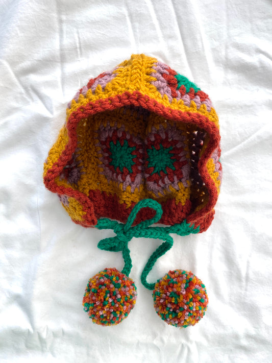 Poppy hand knitted Bonnet- Pumpkin 2/ 10T