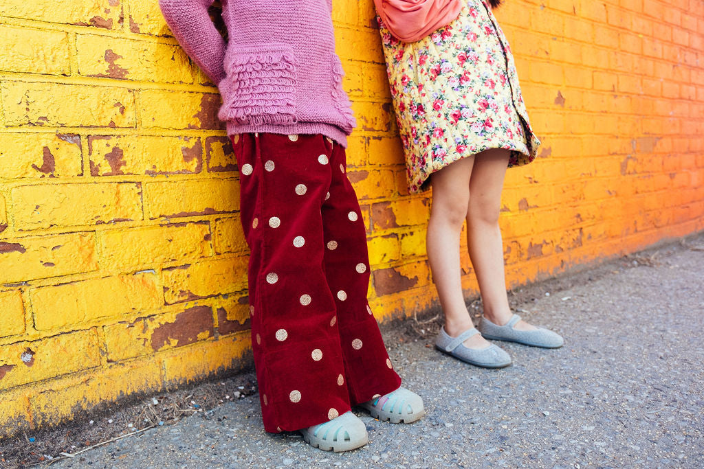 GIRL PANTS- Hayden Golden Dots corduroy girl pants