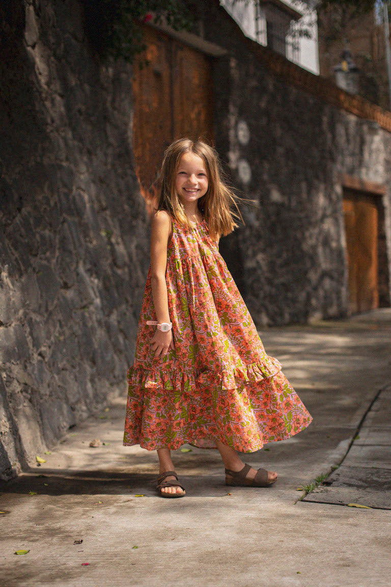 GIRL DRESS- Colette Strawberry gingham girl maxi dress