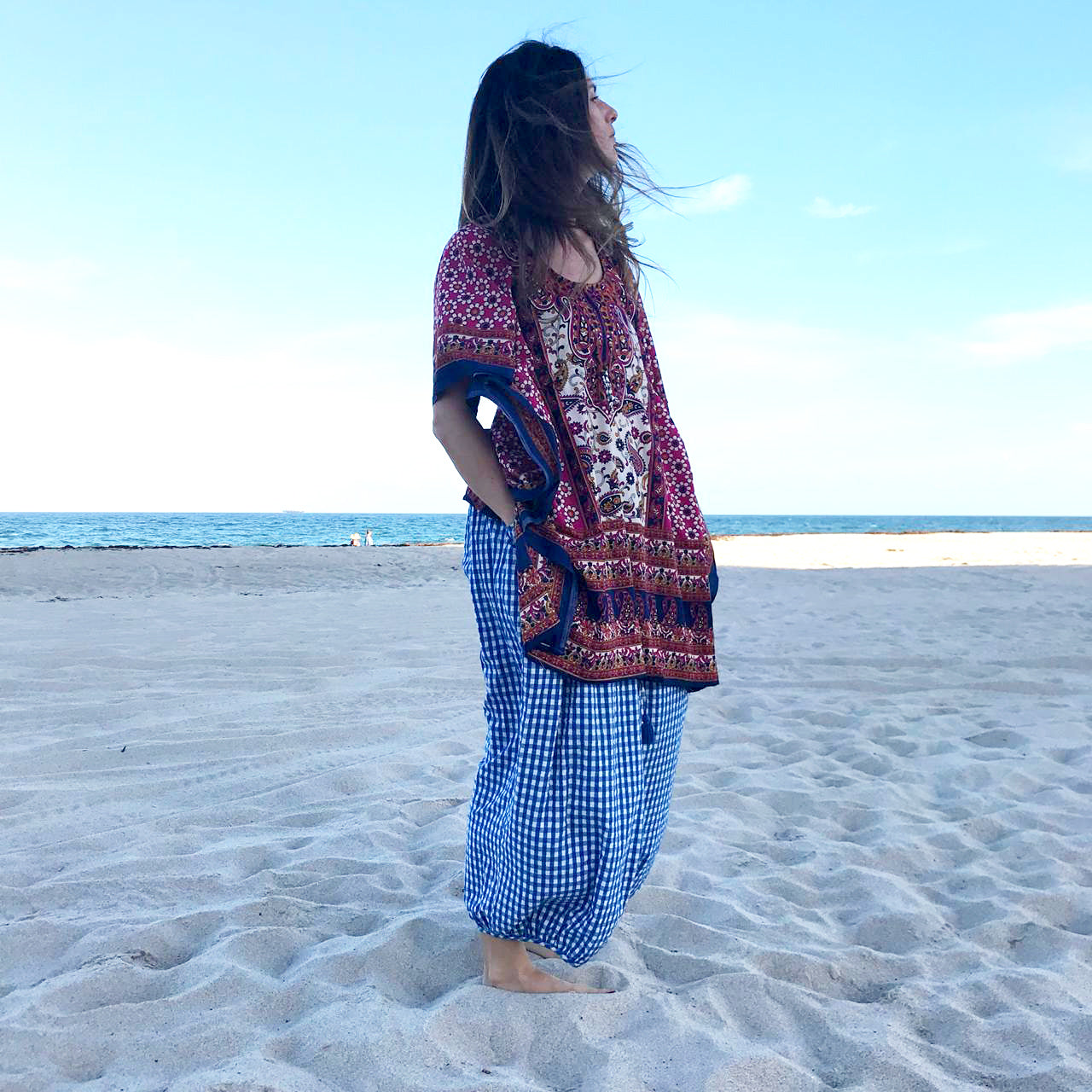 Carmen WOMAN pants Gingham Blue