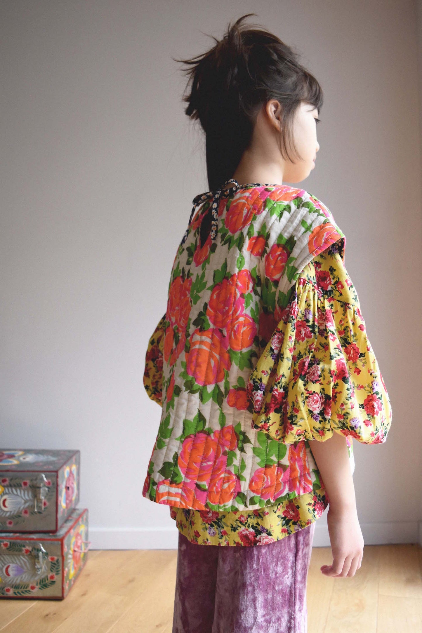 GIRL VEST- Piper Camelia quilted girl vest