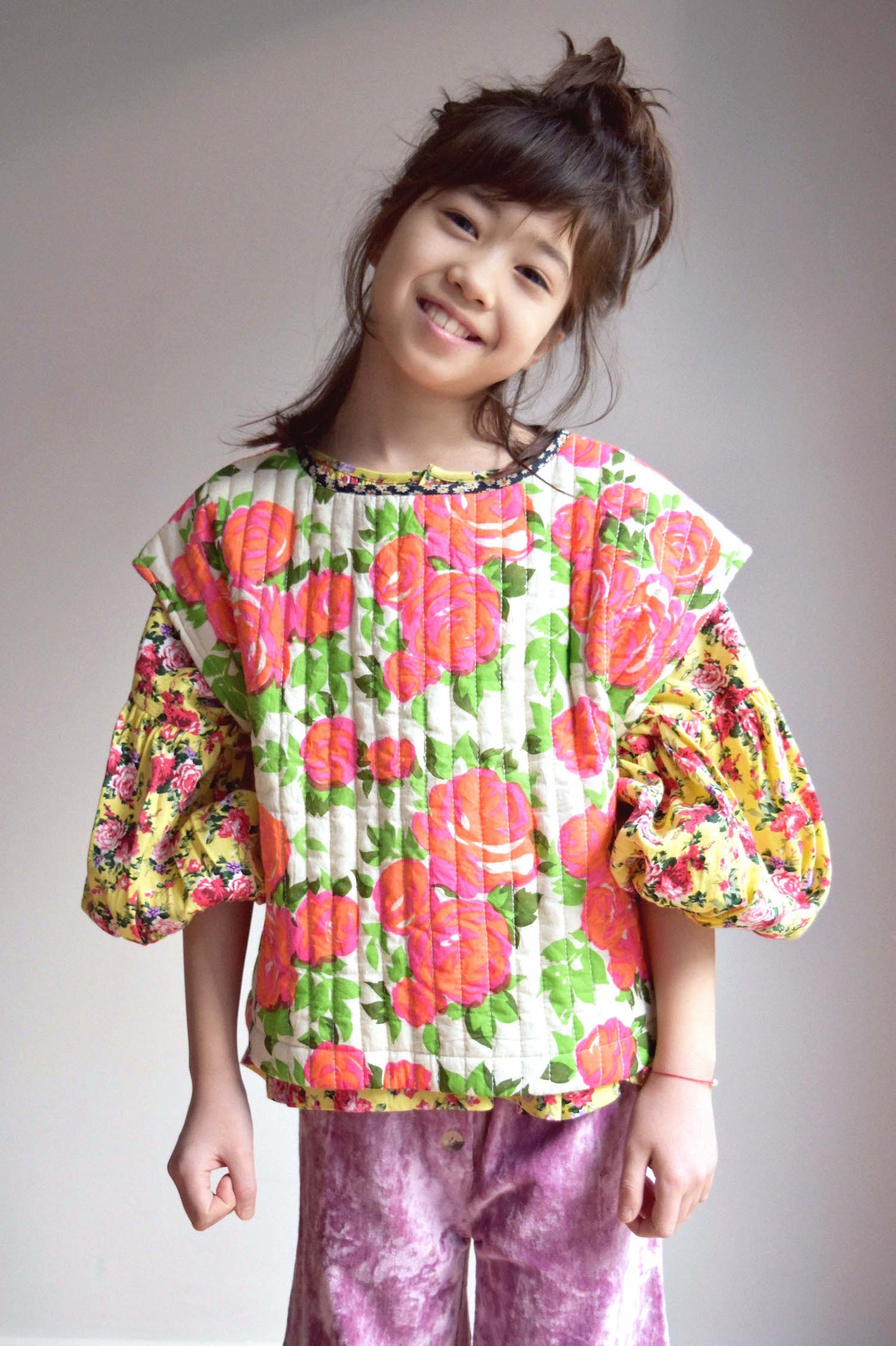 GIRL VEST- Piper Camelia quilted girl vest
