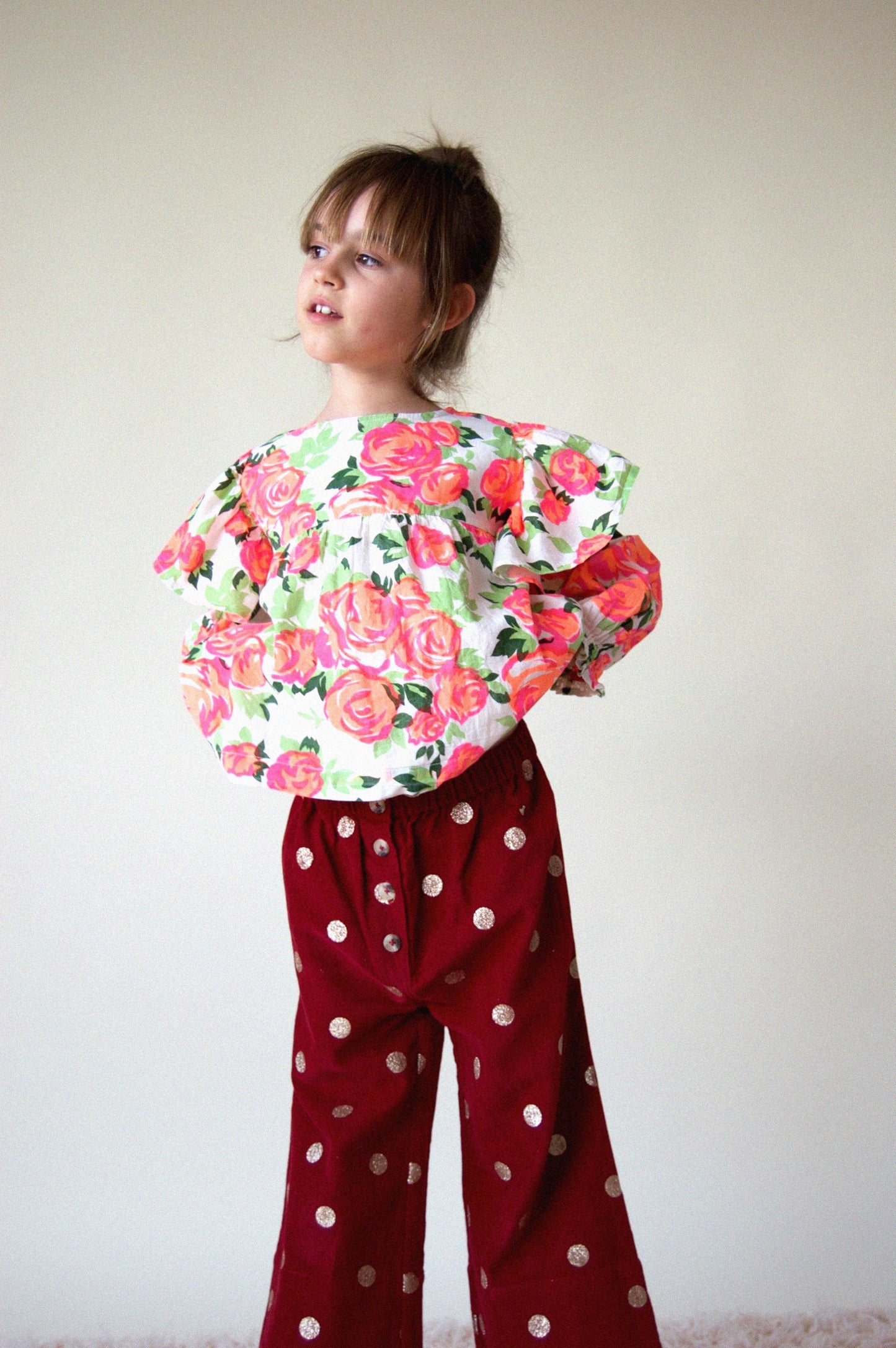 GIRL PANTS- Hayden Golden Dots corduroy girl pants