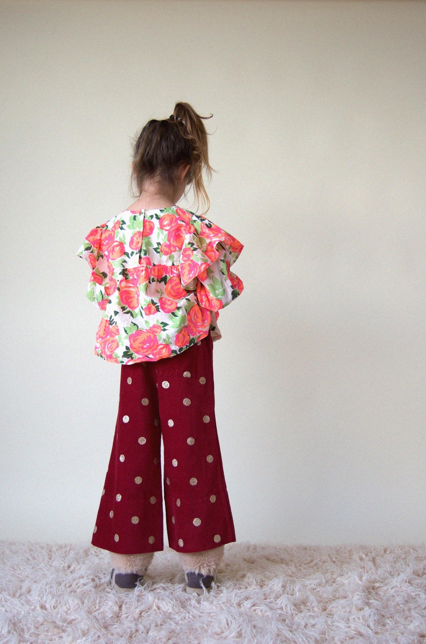 GIRL PANTS- Hayden Golden Dots corduroy girl pants