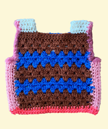 Crocheted vest with a striped pattern 