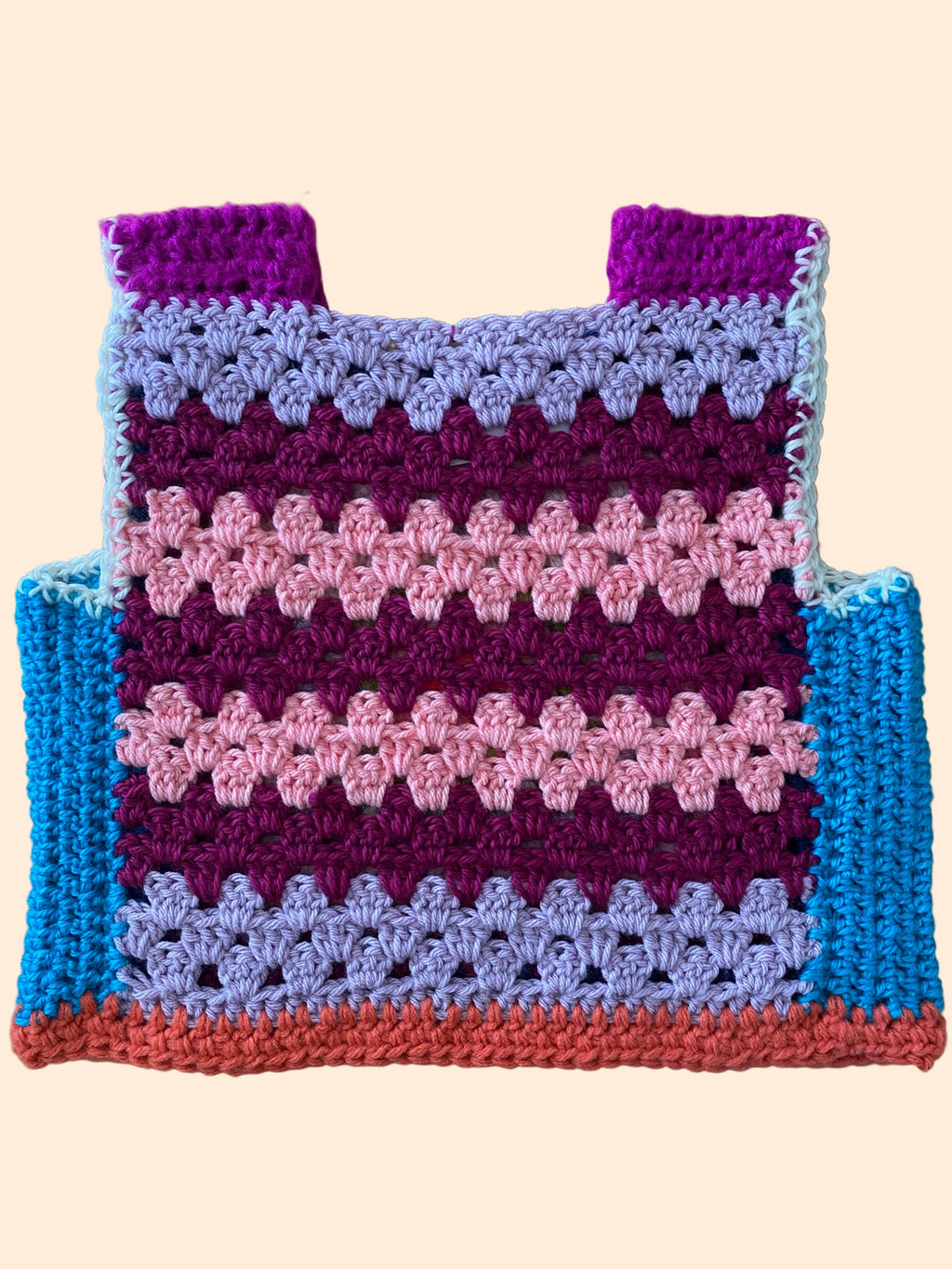Marvelous Crochet Vest- Pinks & Blues- 10/ 12T