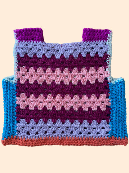Marvelous Crochet Vest- Pinks & Blues- 10/ 12T