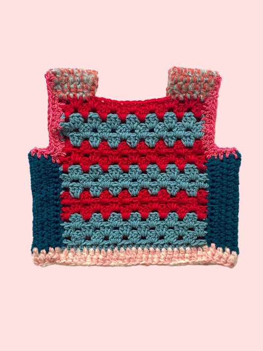 Colorful crocheted kid vest 