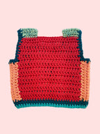 Marvelous Crochet Vest- Cotton Peach & Turq- 2/4T