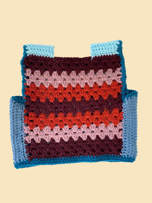 Marvelous Crochet Vest- Blues- 10/ 12T
