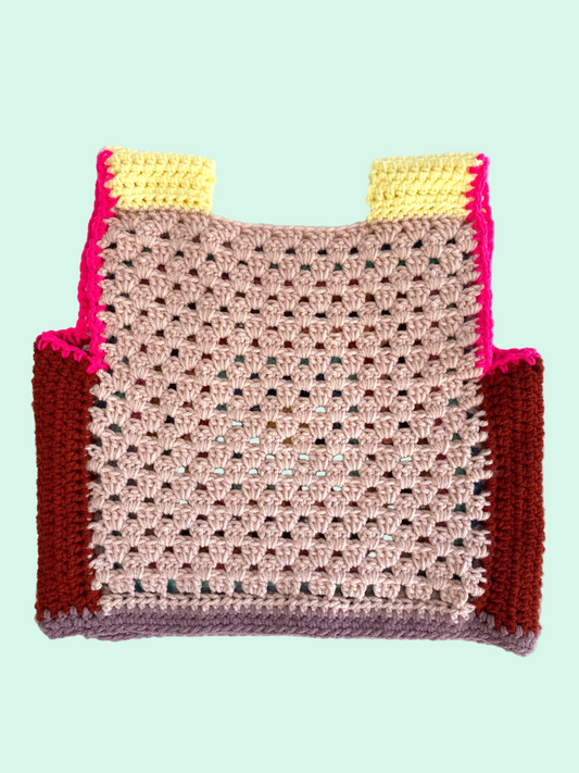Marvelous Crochet Vest- Multi & Pink- 12/ 14T