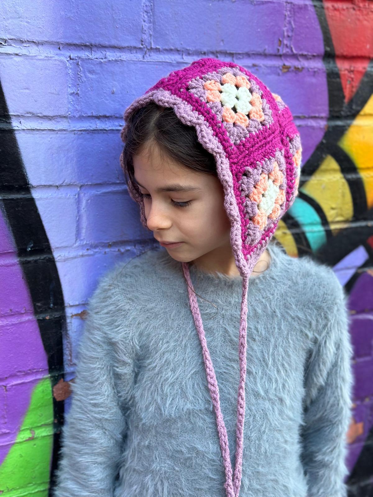 Poppy hand knitted Bonnet- Pumpkin 2/ 10T