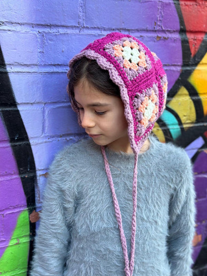 Poppy hand knitted Bonnet- Pumpkin 2/ 10T