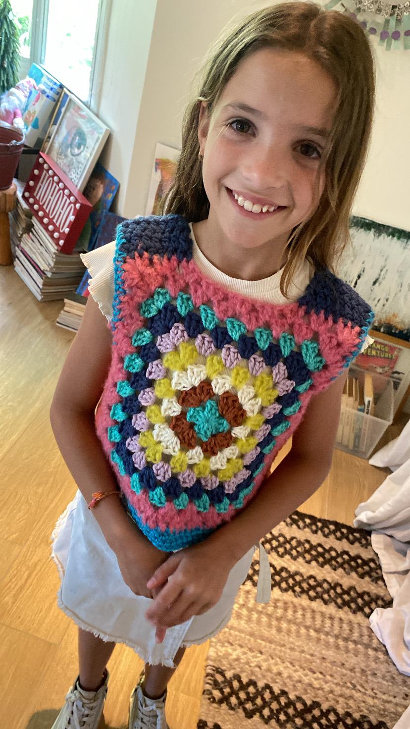 Marvelous Crochet Vest- Pink & Green- 4/6T