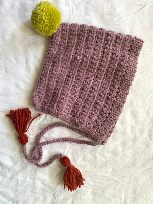 Harper crochet pixie Bonnet Purple- Teen 12T/ Adult