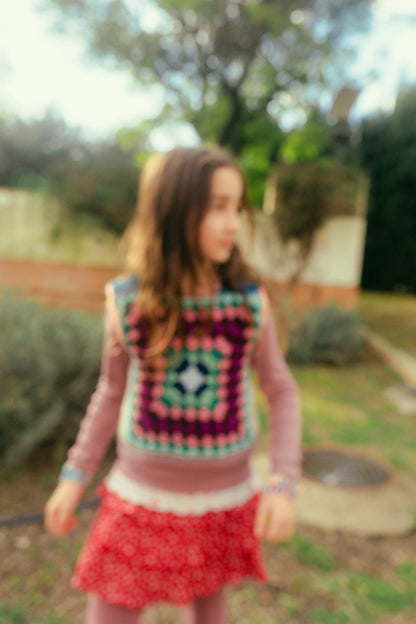 Marvelous Crochet Vest- Light Blue & Purple- 6/8T