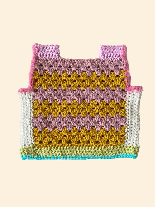 Marvelous Crochet Vest- Green & Pink- 6/8T