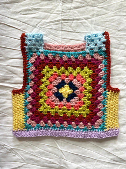 Marvelous Crochet Vest- Multi Sage 6/8T