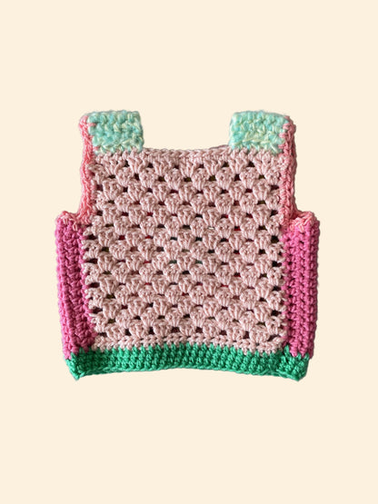 Marvelous Crochet Vest- Pink & Green- 2/4T