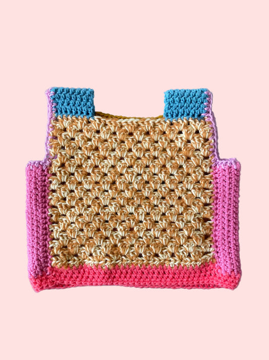 Marvelous Crochet Vest- Pink & Yellow- 10/ 12T