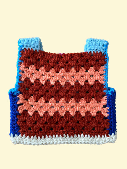 Marvelous Crochet Vest- Blues- 12/18m