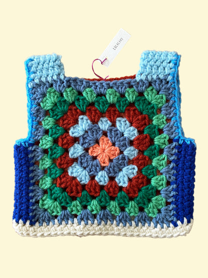 Marvelous Crochet Vest- Blues- 12/18m