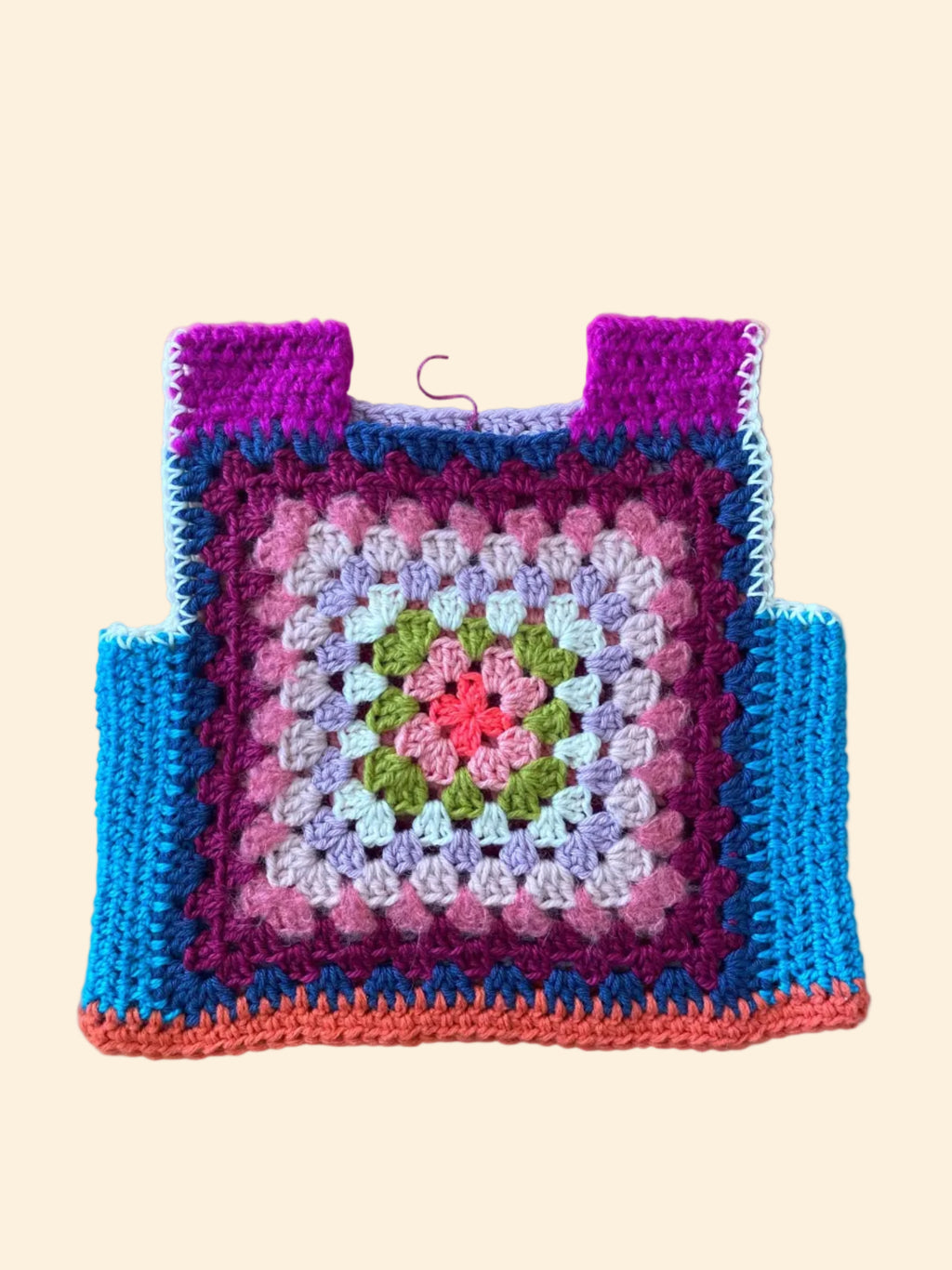 Marvelous Crochet Vest- Pinks & Blues- 10/ 12T
