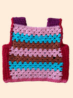 Colorful crocheted vest  with a geometric pattern