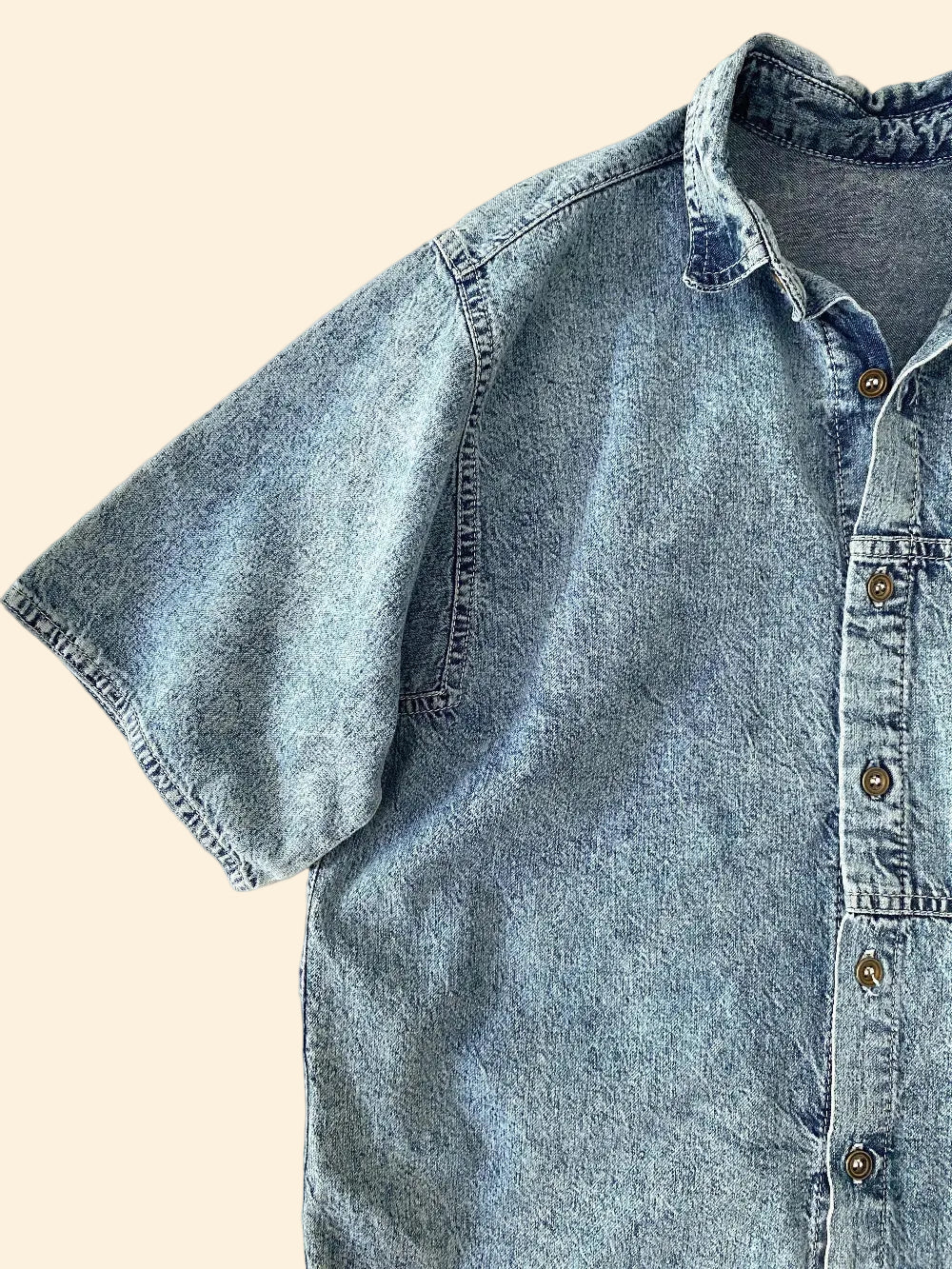 Denim button down short sleeves shirt- Vintage deadstock