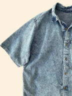 Denim button down short sleeves shirt- Vintage deadstock