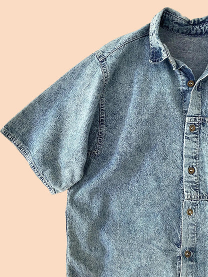 Denim button down short sleeves shirt- Vintage deadstock