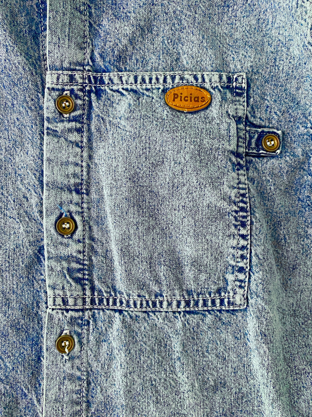 Denim button down short sleeves shirt- Vintage deadstock
