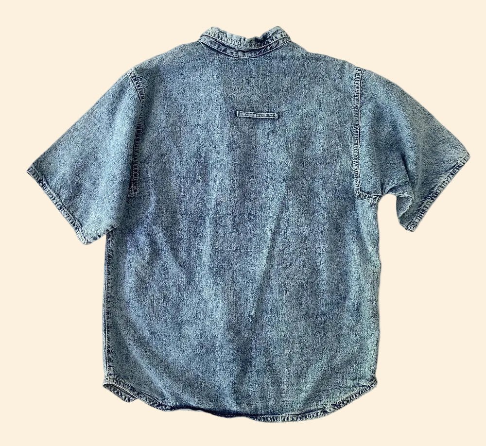 Denim button down short sleeves shirt- Vintage deadstock