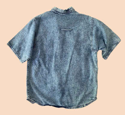Denim button down short sleeves shirt- Vintage deadstock
