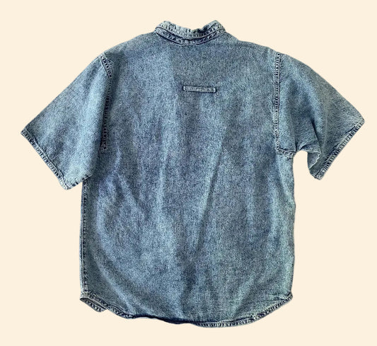 Denim button down short sleeves shirt- Vintage deadstock