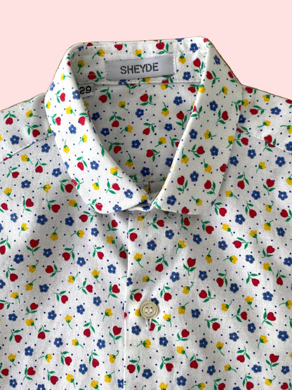 Small flowers button down shirt- Vintage deadstock
