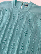 Light teal short sleeve knitted top- Vintage deadstock